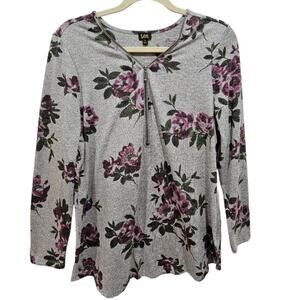 Lee 1/2 Zip Floral Long Sleeve Top XL